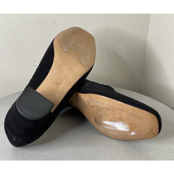 MARYAM NASSIR ZADEH Black Suede Leather Block Heels Elegant Sz EU 37 / US 6.5 - Picture 13 of 15